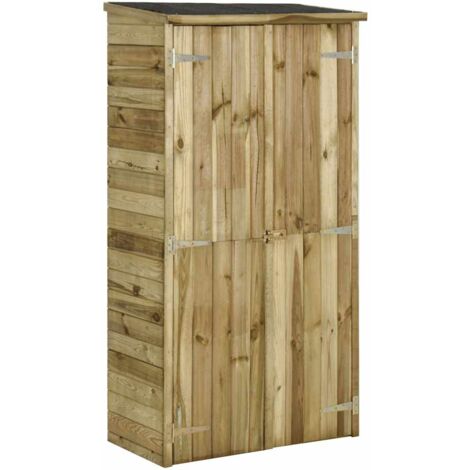 Vidaxl – Abri à outils de jardin en bois de pin 85x48x177 cm – 3 étagères – Résistant aux intempéries – Toit imperméable en feutre goudronné