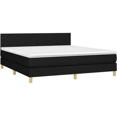 Lit à sommier tapissier avec matelas Noir 160x200 cm Tissu