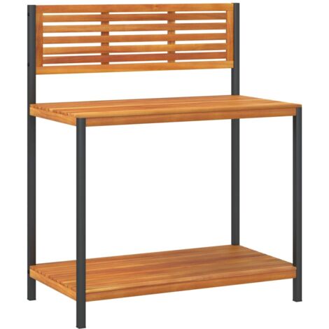 vidaXL Table de travail de jardin bois d'acacia solide et acier (1/5)