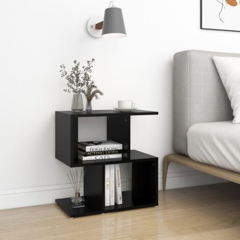 Vidaxl – Table de chevet noir 50x30x51,5 cm – Bois d'ingénierie – Compartiments ouverts pour rangement – Facile à nettoyer