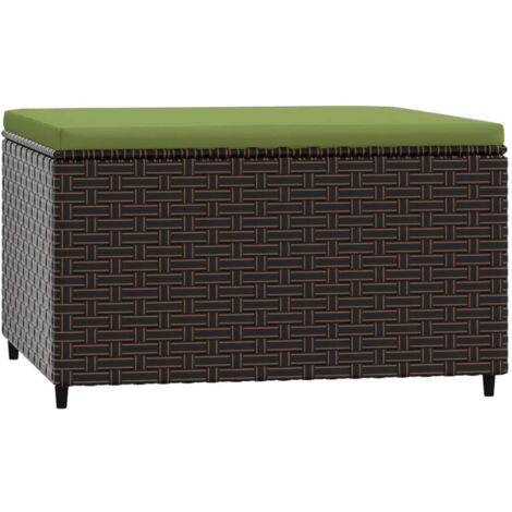 Repose-pied de jardin avec coussin marron résine tressée vidaXL