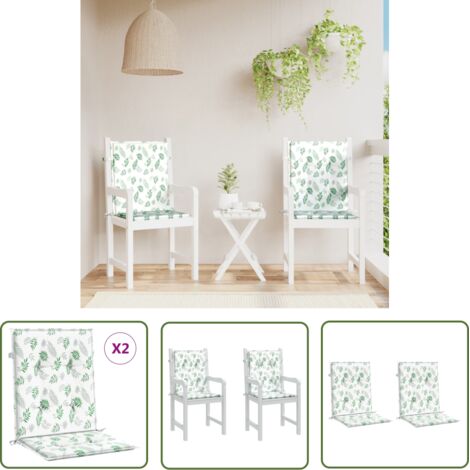 The Living Store Coussins de chaise à dossier bas lot de 2 modèle de feuille - Coussins De Chaise - Coussin Exterieur - Coussin Jardin - Coussin Patio - Cushion Confortable