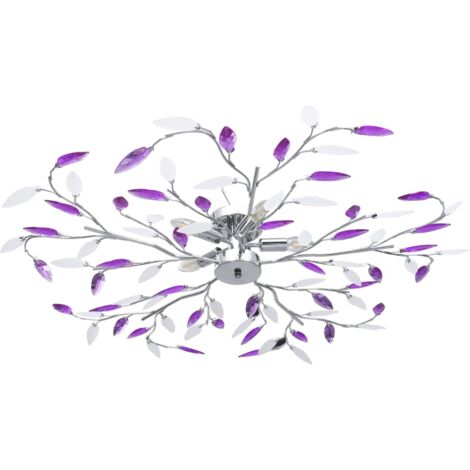 Vidaxl – Plafonnier à bras en acrylique violet 5 ampoules E14 – Design moderne avec finition chromée – Dimensions 100 x 15 cm – Installation facile