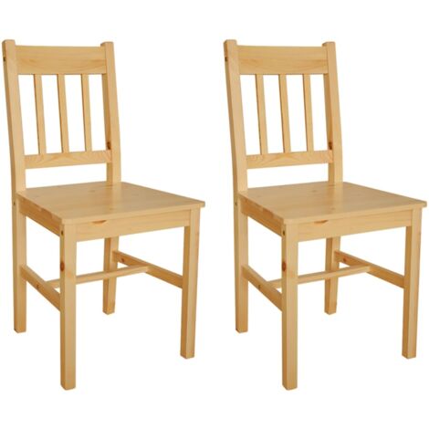 Vidaxl – Lot de 2 chaises scandinaves en bois de pin massif – Design ergonomique – Hauteur d'assise 44,5 cm – Couleur naturelle (1/7)
