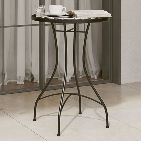 Table de bistro mosaïque noir et blanc Ø50x70 cm céramique vidaXL
