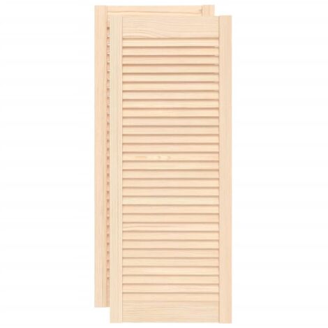 Vidaxl – Portes d'armoire à persiennes 2 pcs 99,3x39,4 cm – Bois de pin massif – Circulation d'air optimale – Remplacement pour meubles (1/6)