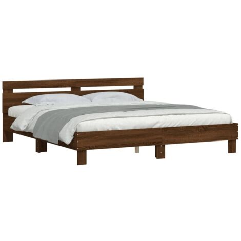 vidaXL Cadre de lit sans matelas chêne marron 200x200 cm