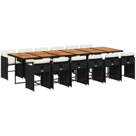 Ensemble à manger de jardin 13 pcs coussins noir résine tressée vidaXL
