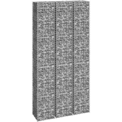 Vidaxl – Gabion surélevé 3 pcs 30x30x200 cm en fer – Résistant aux intempéries – Pour murs de rétention – Construction rapide avec pierres