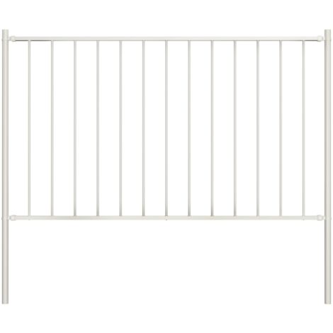 Panneau de clôture avec poteaux en acier thermolaqué 1,81 x 1,25 m Blanc vidaXL