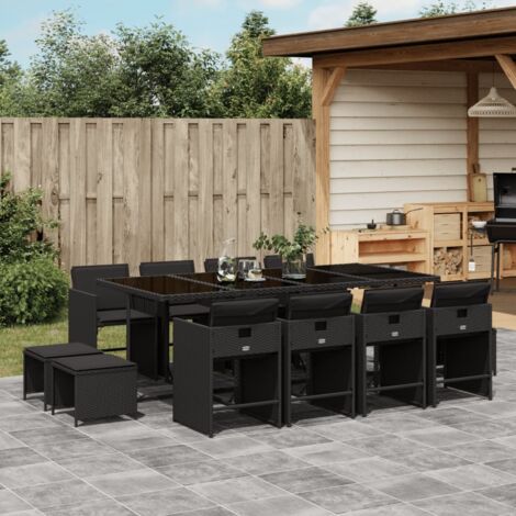 vidaXL Ensemble à manger de jardin 13 pcs coussins noir résine tressée (1/5)