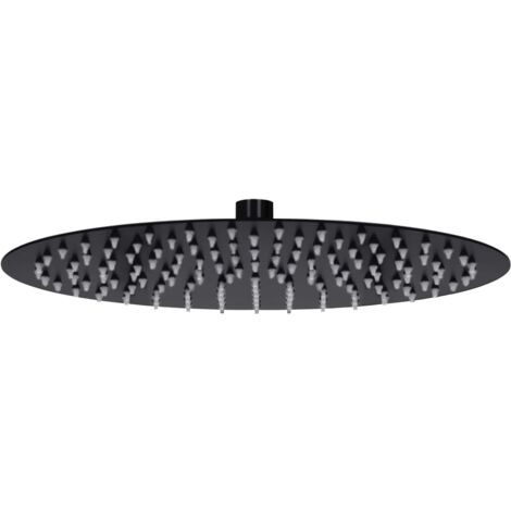 Vidaxl – Pomme de douche pluie ronde 30 cm – Acier inoxydable noir – Buses anti-calcaire – Montage mural ou plafond
