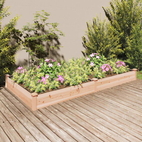 Vidaxl – Lit surélevé en bois massif sapin 240x120x25 cm – Doublure tissu non tissé – Fond ouvert pour drainage – Idéal pour jardinage