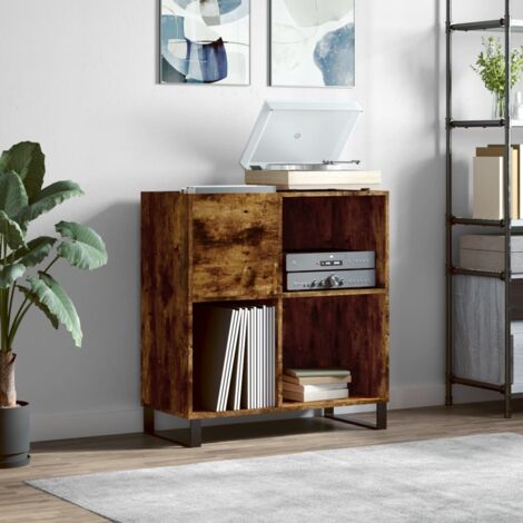 Armoire à disques chêne fumé 84,5x38x89 cm bois d'ingénierie vidaXL