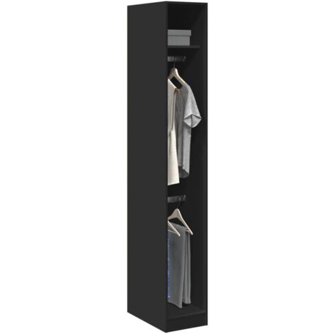 Vidaxl – Garde-robe noire 30x50x200 cm – Bois d'ingénierie résistant à l'humidité – 2 compartiments pour rangement optimal – Design compact