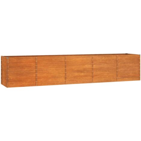 Vidaxl – Lit surélevé en acier corten 400x80x77 cm – Résistant aux intempéries – Fond ouvert pour drainage – Couleur rouillée
