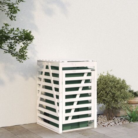 Abri pour poubelle sur roulettes blanc bois massif de pin vidaXL