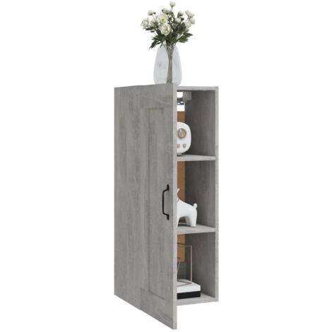 vidaXL Armoire suspendue Gris béton 35x34x90 cm Bois d'ingénierie