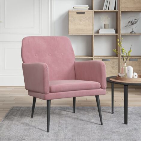 Vidaxl – Fauteuil relax rose en velours 62x79x79 cm – Dossier rembourré incliné – Assise profonde – Cadre en métal robuste