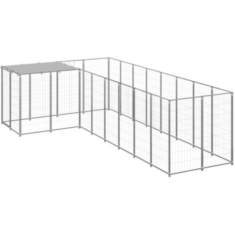 Chenil Argenté 6,05 m² Acier vidaXL (1/5)