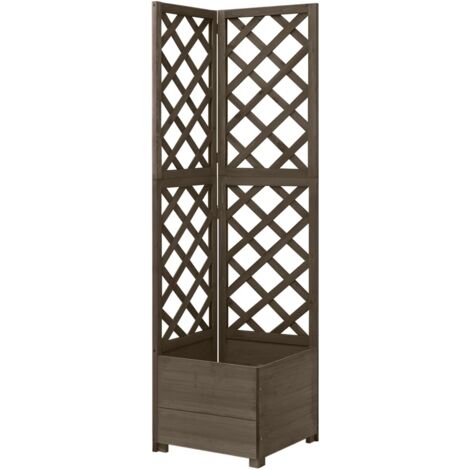 Vidaxl – Jardinière d'angle en treillis gris 40x40x150 cm – Bois de sapin massif – Support pour plantes grimpantes – Gain de place pour jardin