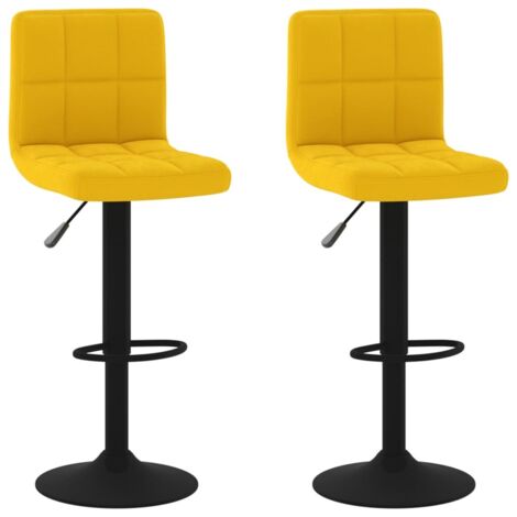 vidaXL Tabourets de bar lot de 2 jaune moutarde velours (1/7)
