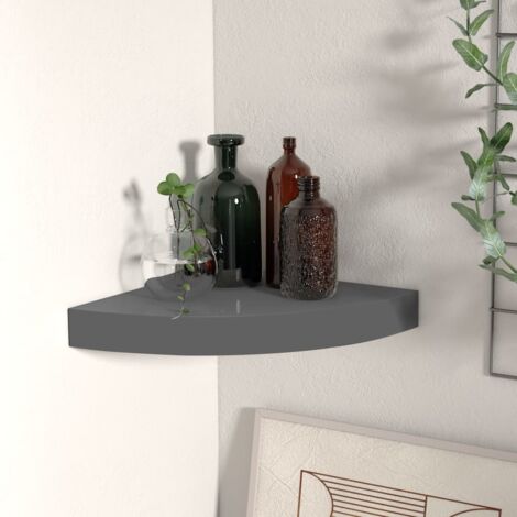 Étagère d'angle flottante Gris brillant 25x25x3,8 cm MDF vidaXL