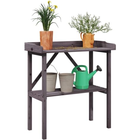 Table à plantes avec étagère gris 78x38x82,5 cm bois de sapin vidaXL