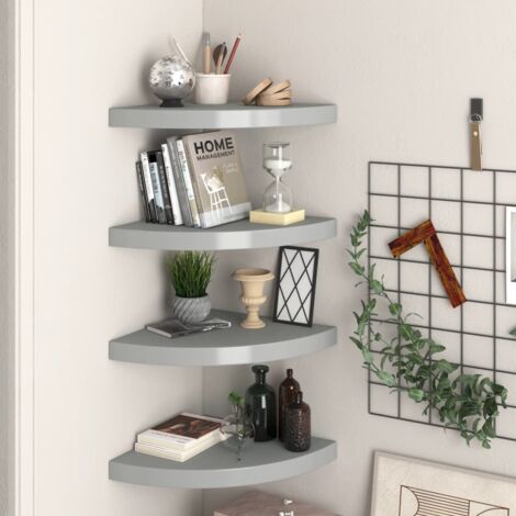 Étagères d'angle flottantes 4 pcs gris 35x35x3,8 cm MDF vidaXL