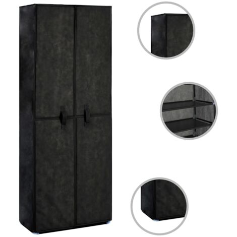Vidaxl – Armoire à chaussures 10 niveaux noir 60x30x166 cm – Tissu non-tissé – Pour 30 paires – Design léger et compact