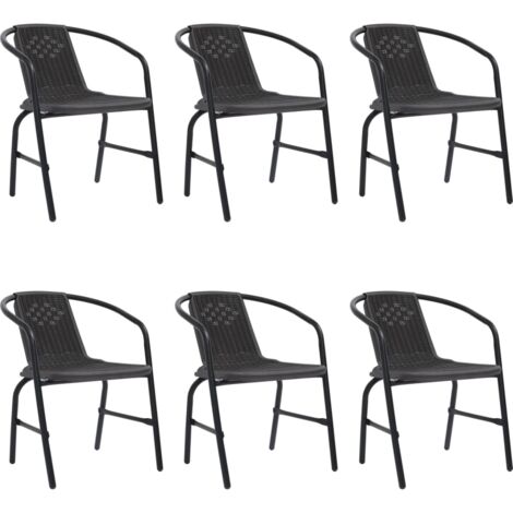 vidaXL Chaises de jardin lot de 6 Rotin plastique et acier 110 kg (1/5)