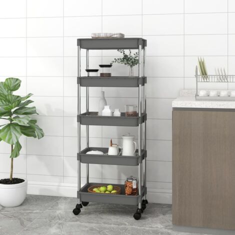 Chariot de cuisine 5 niveaux Gris 42x29x128 cm Fer et ABS vidaXL (1/5)