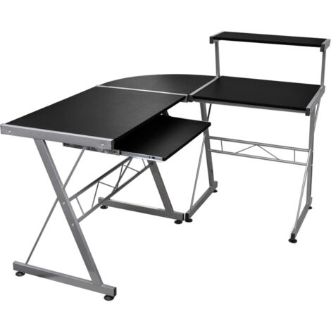 Bureau d'ordinateur d'angle Noir 132x112x99cm Bois d'ingénierie vidaXL (1/5)