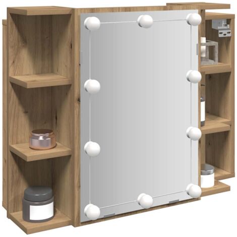 vidaXL Mirror Cabinet with LED Artisan Oak 70x16,5x60 cm