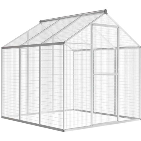 Vidaxl – Volière en aluminium 183x178x194 cm – Grillage 5x2,5 cm pour sécurité – Espace d'exercice pour oiseaux – Couleur argent