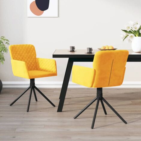 Chaises pivotantes à manger lot de 2 Jaune Velours vidaXL (1/5)