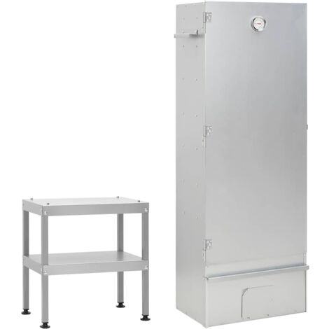 Fumoir à four à barbecue avec table acier galvanisé vidaXL
