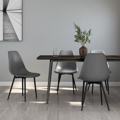 Vidaxl – Lot de 4 chaises scandinaves gris – Polypropylène et métal – Dossier incurvé ergonomique – Hauteur d'assise 47 cm – Poids max 110 kg