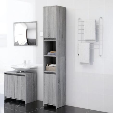 Vidaxl – Meuble sous vasque simple gris sonoma 30x30x183,5 cm – Bois d'ingénierie – 6 compartiments – Design élégant et facile à nettoyer