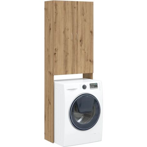 Vidaxl – Meuble machine à laver en bois d'ingénierie chêne artisanal 64x25,5x190 cm – 3 compartiments pour rangement optimisé - vidaXL540404