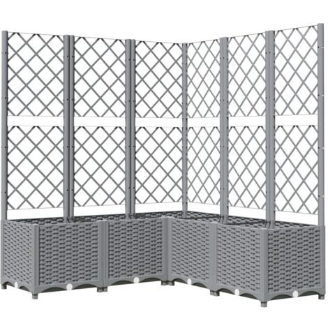 Vidaxl – Jardinière avec treillis gris clair 120x120x136cm – Polypropylène résistant aux chocs – Support pour plantes grimpantes – Assemblage requis