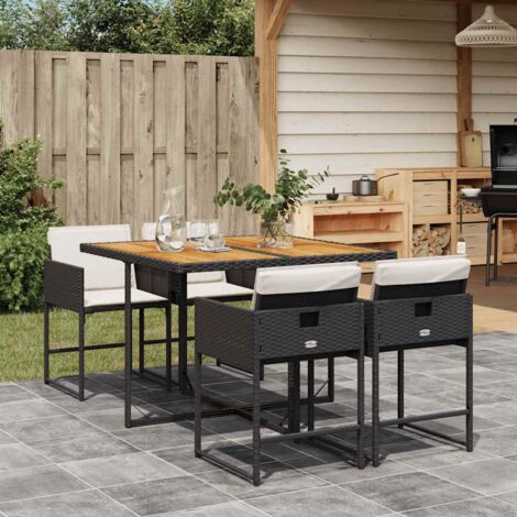 vidaXL Ensemble à manger de jardin coussins 5pcs Noir Résine tressée (1/5)