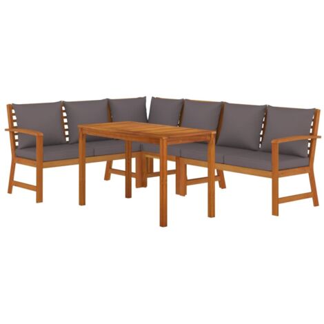 Ensemble à manger de jardin coussins 5 pcs Bois acacia vidaXL
