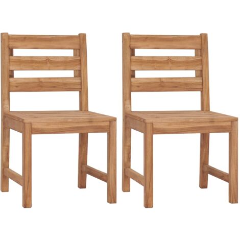 Vidaxl – Chaises de jardin en bois de teck – Lot de 2 – Résistantes aux intempéries – Charge maximale 110 kg – Confort d'assise ergonomique (1/6)
