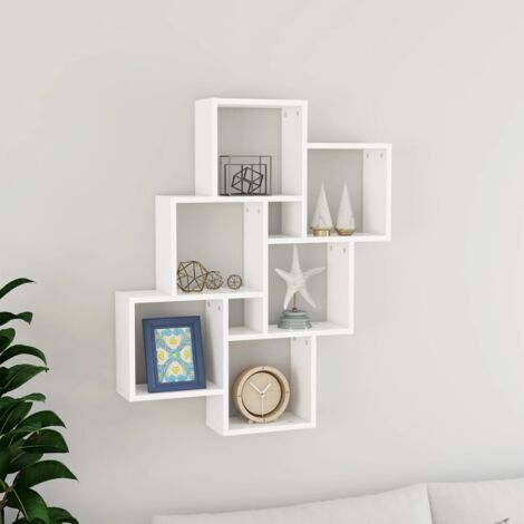 vidaXL Étagère murale cube Blanc 78x15x93 cm Bois d’ingénierie (1/6)