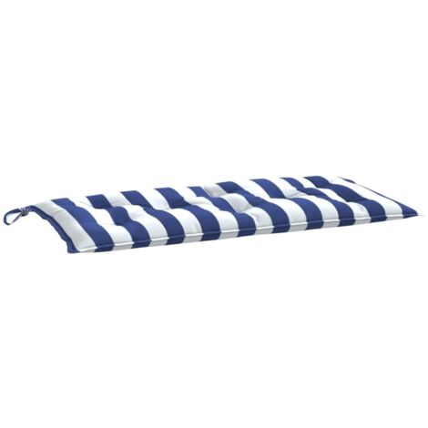 Coussin de banc de jardin rayures bleues et blanches 100x50x7cm vidaXL
