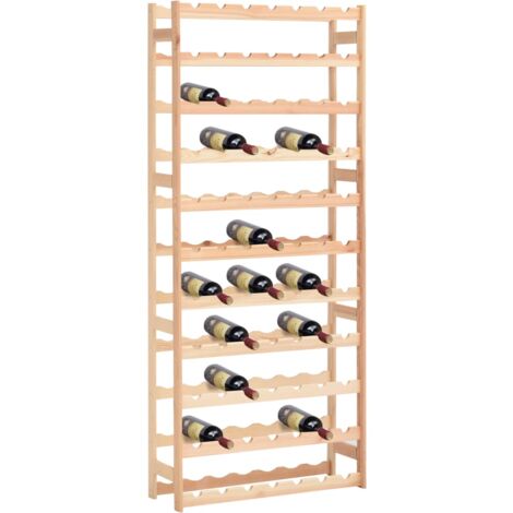 Vidaxl – Casier à bouteilles en pin massif pour 77 bouteilles – Dimensions 72 x 25 x 166 cm – Fixation murale incluse – Design rustique