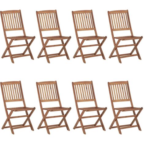 Chaises pliables d'extérieur lot de 8 Bois d'acacia solide vidaXL