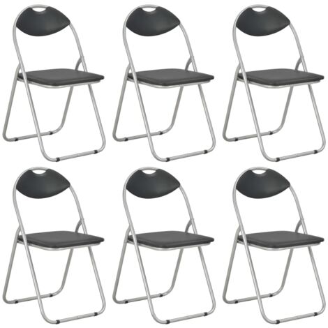 Chaises pliantes à manger lot de 6 noir similicuir vidaXL