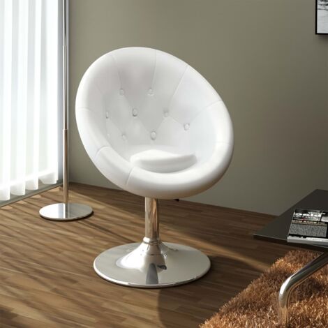 Vidaxl – Tabouret de bar réglable blanc en similicuir – Structure en acier avec finition chrome poli – Hauteur ajustable 80-93 cm – Confort d'assise optimal (1/6)
